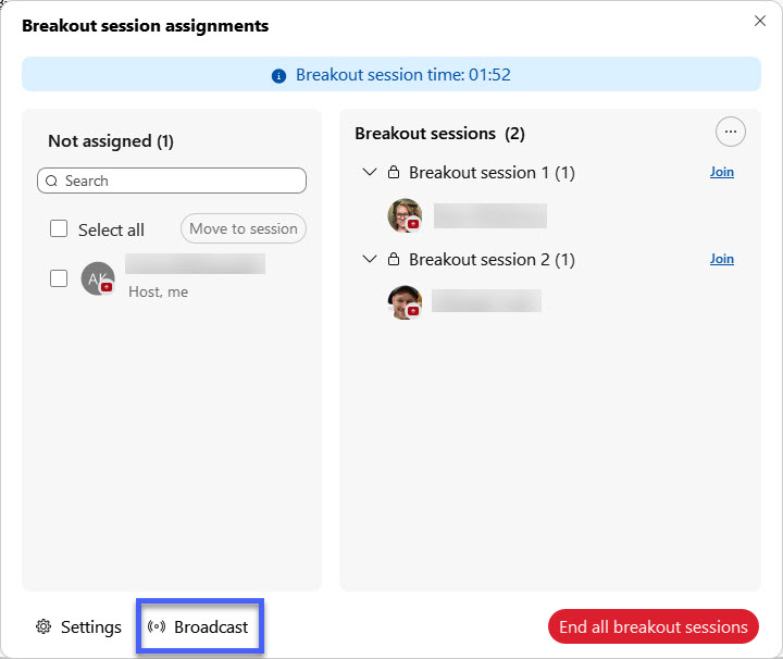 Broadcast button example