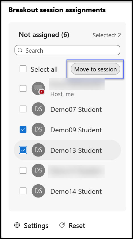 Move to Session example