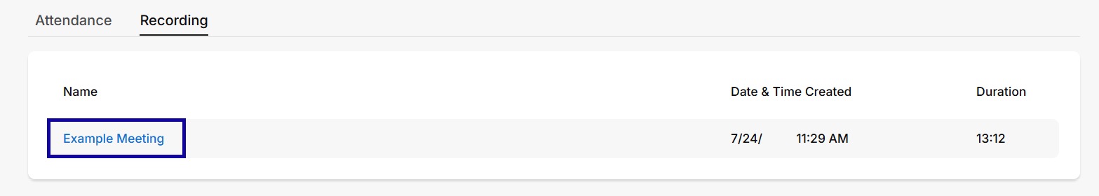 Title of meeting highlighted