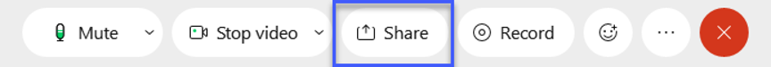 Screenshot of the WebEx meeting controls, highlighting the Share Content button.