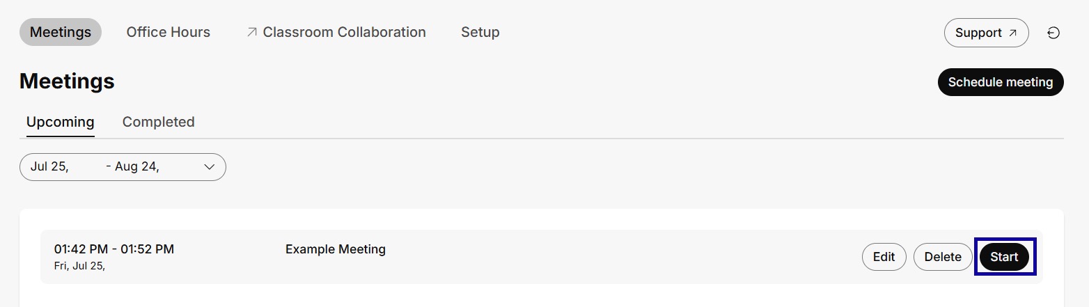 Start button highlighted