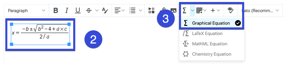 Use options in the toolbar to edit appropriately