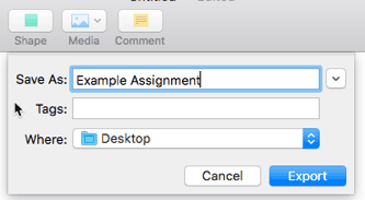 Save As menu in Apple Pages.