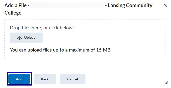 Screenshot of the Upload pane