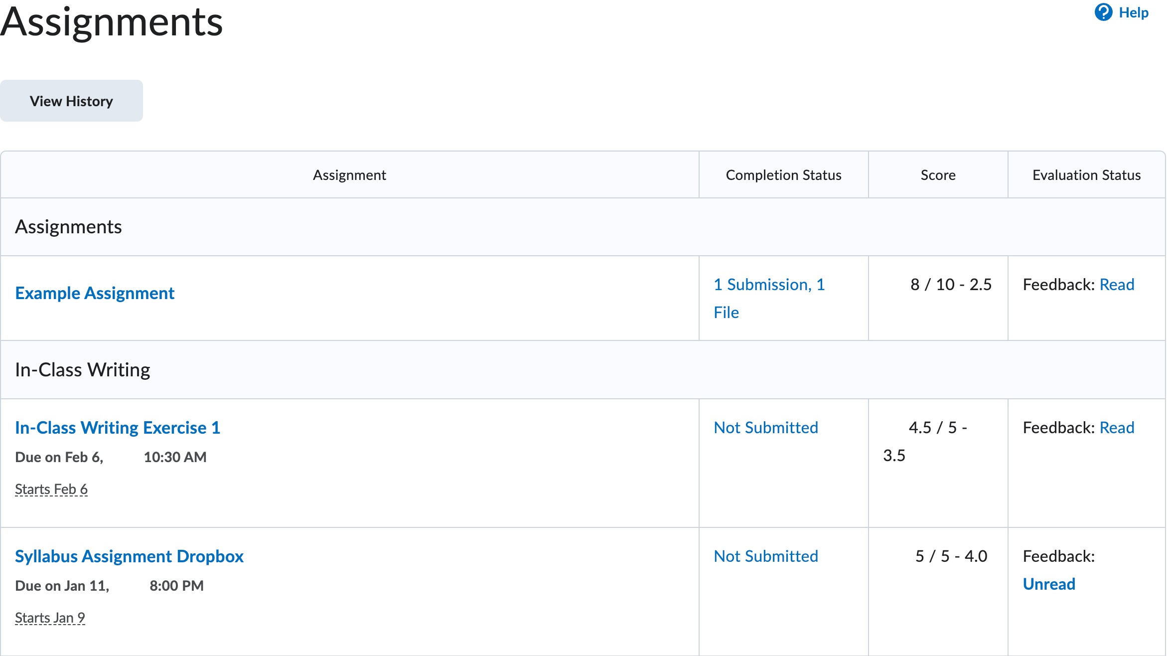 Assignment List