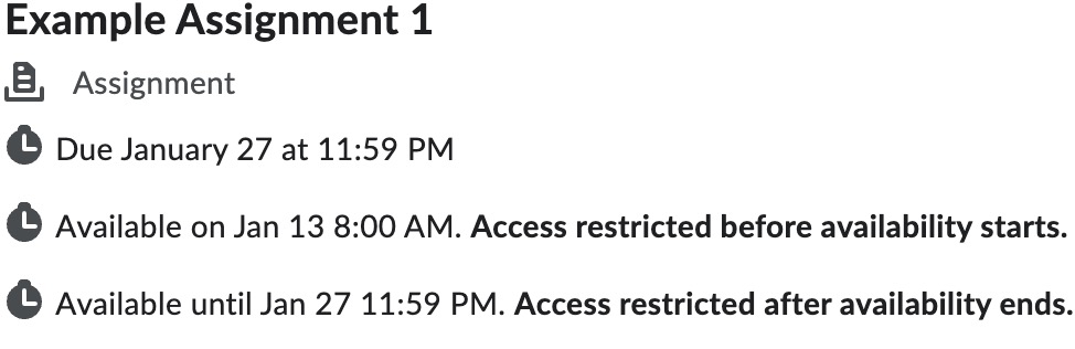 Assignment list item in the content module.
