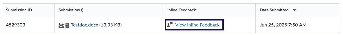 Viewing inline feedback