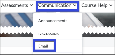 Select the Communication menu and then select Email