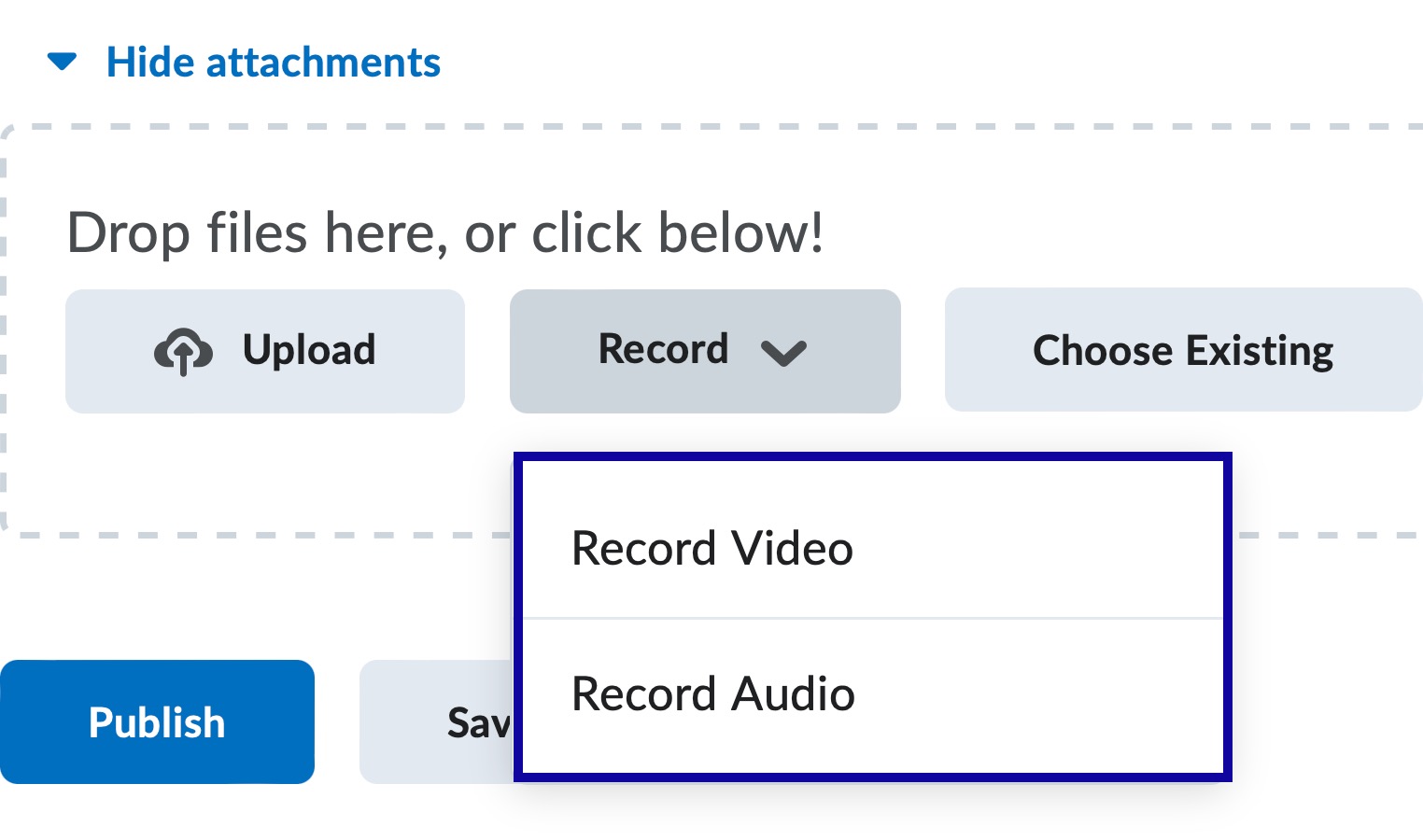 Recording Options within a discussion post
