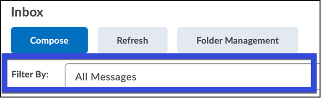 Select All Messages from the Filter By Menu in D2L Email