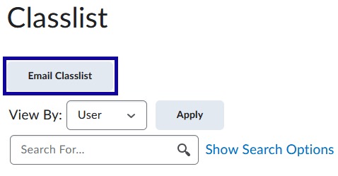 Email Classlist button example