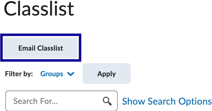 Email Classlist button example