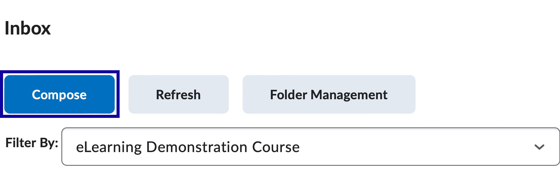 Select Compose from within the D2L Email Inbox