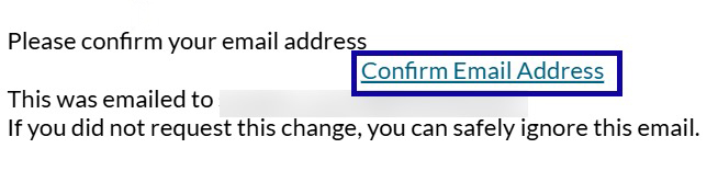 Confirm email address link highlighted