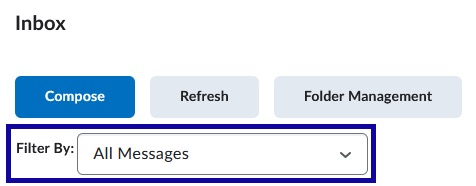 Select All Messages from the Filter By Menu in D2L Email