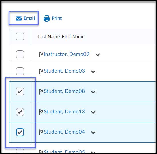 Select checkbox email example