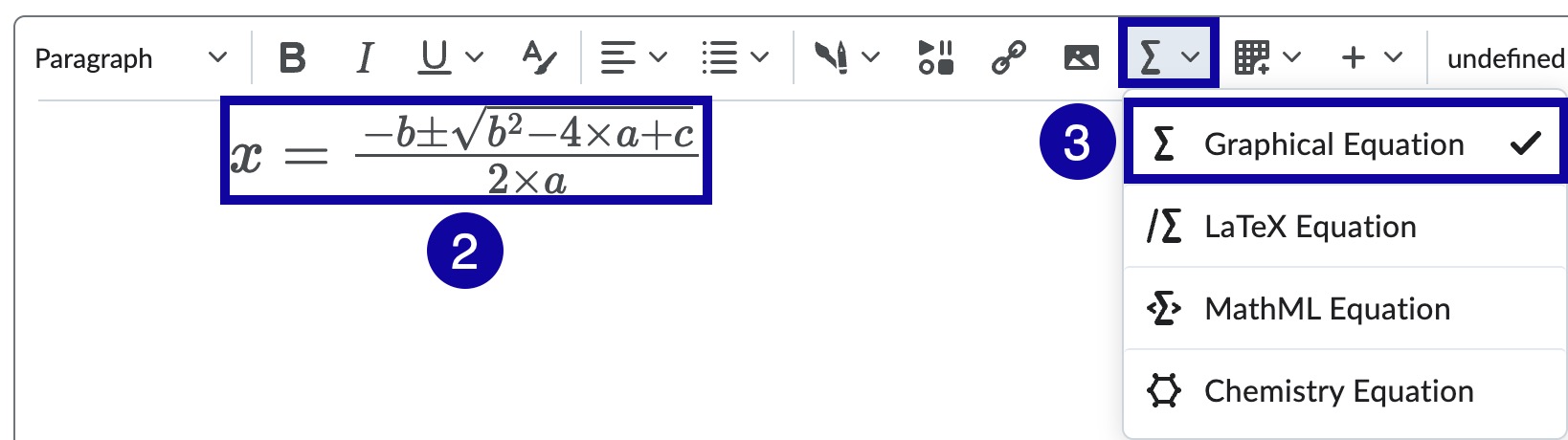 Use options in the toolbar to edit appropriately