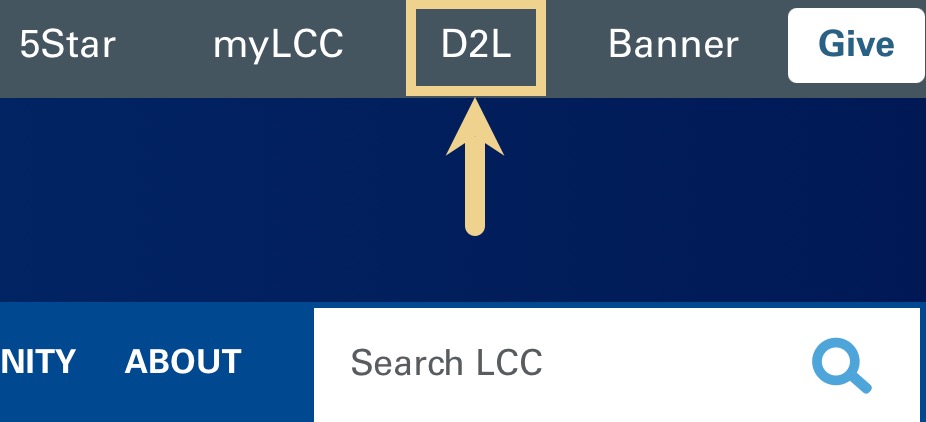 Select D2L from the quick links menu.