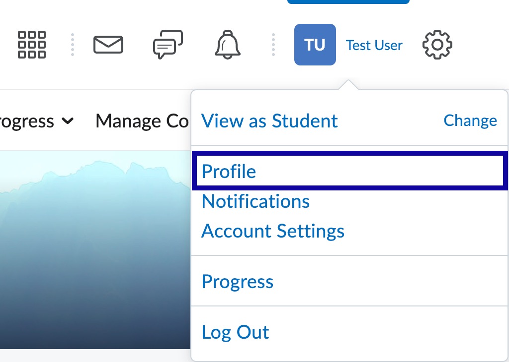 Screenshot indicating Profile navigation item