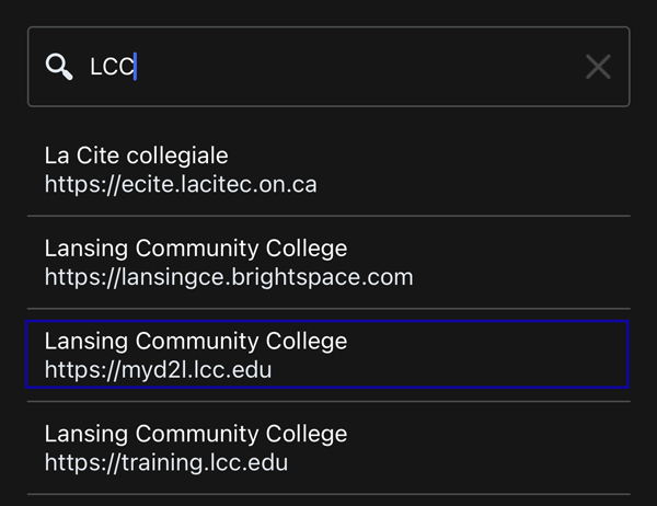 Enter LCC search example