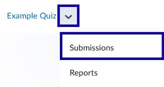 Select Submissions navigation item from appropriate quiz