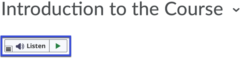 Screenshot highlighting the webReader Listen button on the Listen to this page icon.