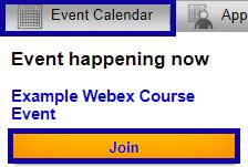 Screenshot highlighting the link to Join in the Event Calendar tab.