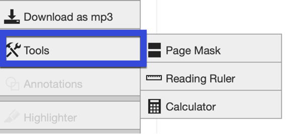 Select Screen mask or Reading ruler from the Tools menu.