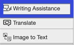 Select Writing assistance.