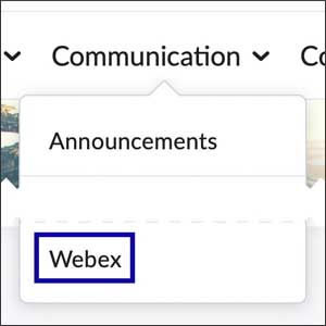 Select Webex from the Communication dropdown menu.