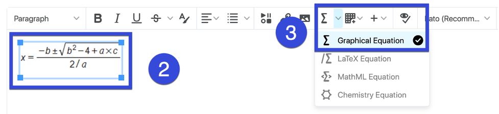 Use options in the toolbar to edit appropriately