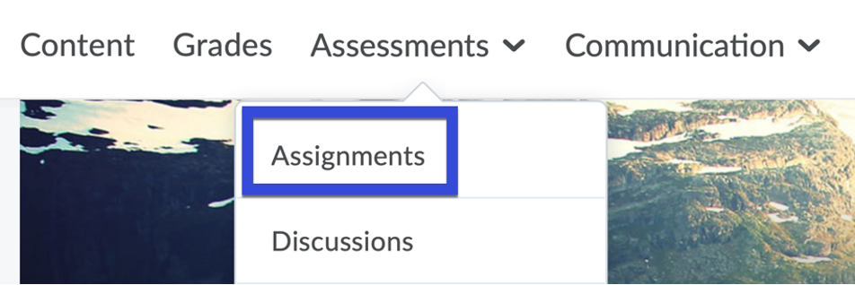 Access the Assignments navigation item on a desktop or mobile device