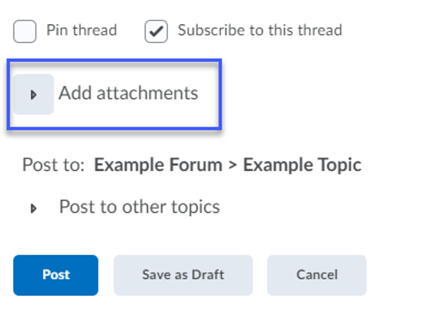 Selecting Add Attachments will expand the menu options