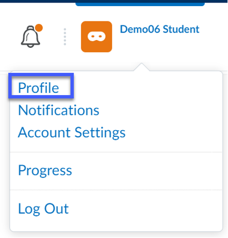 Screenshot indicating Profile navigation item