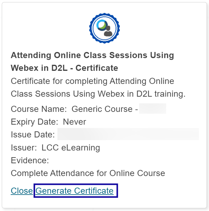 Select Generate Certificate