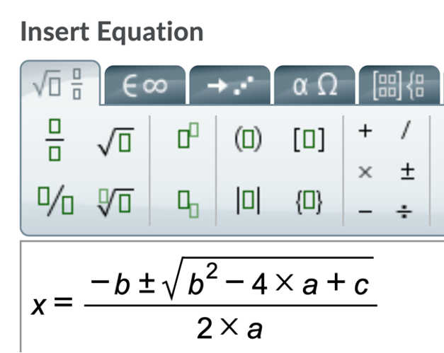 Insert Equation options
