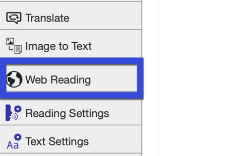 Select Web reading from the menu options.