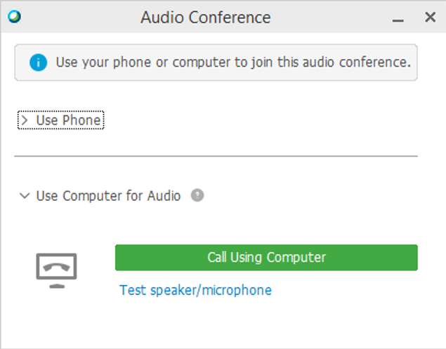 Screenshot showing the Audio Conference screen.