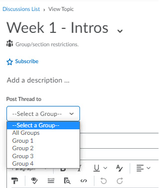 From the Post Thread To menu, select the group(s) to post to.