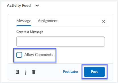 Activity Feed disable comments.