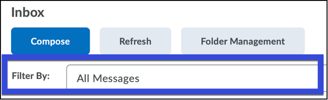 Select All Messages from the Filter By Menu in D2L Email