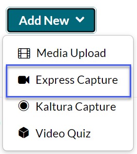 Select Add New following Express Capture