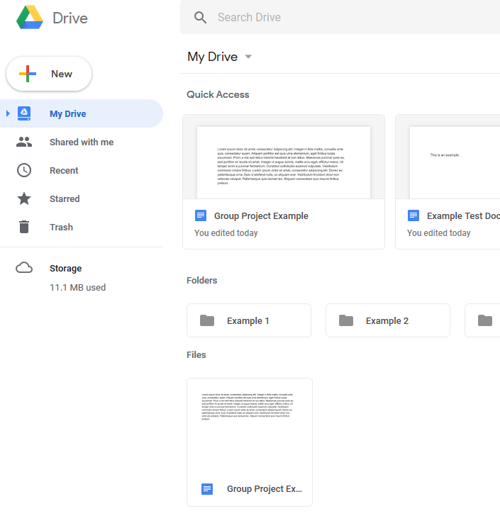Example of Google Drive
