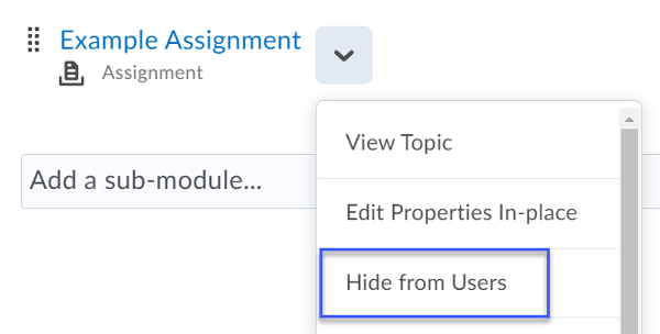 From the drop-down menu, select Hide from Users.