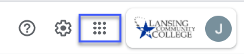 Select the Google Apps Icon, which looks like a Rubik's Cube.