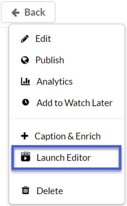 Launch Editor from the Actions menu.