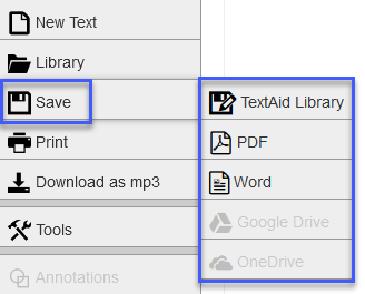 Select Save or the Save menu to download as a PDF or Word document.