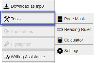 Select Page mask or Reading Ruler from the Tools menu.