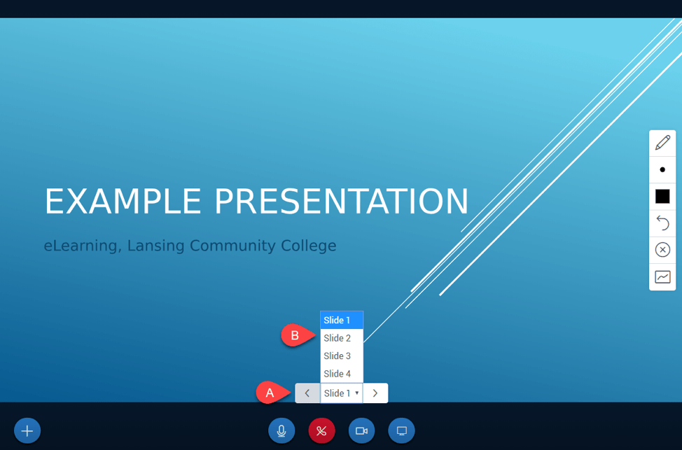 Multiple options for navigation exist to move you around the presentation.